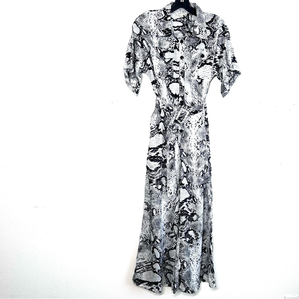 Main Strip Snake Print Culotte Belted Jumpsuit